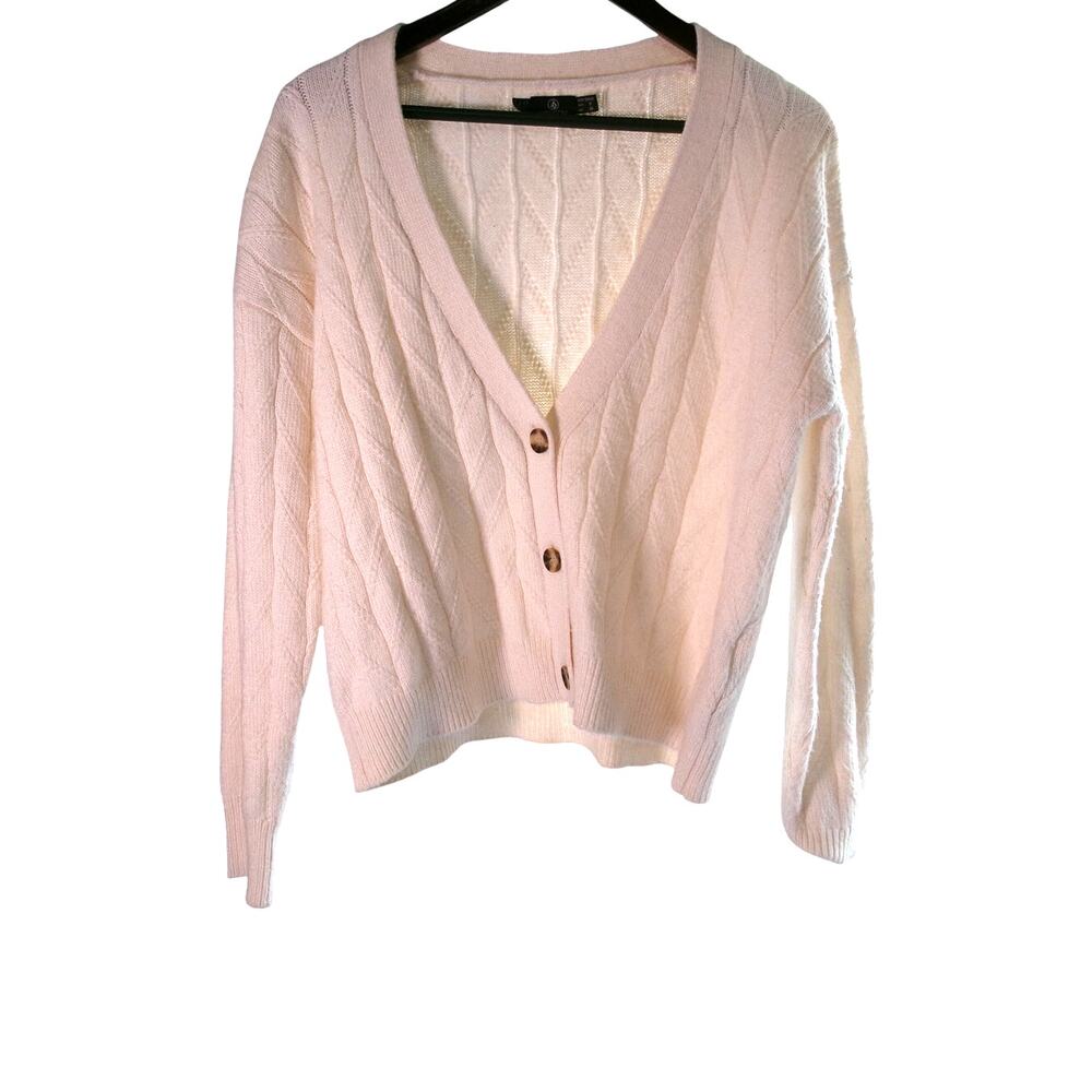 Volcom Cable Knit Button Cardigan Sweater Cream Women's Small S